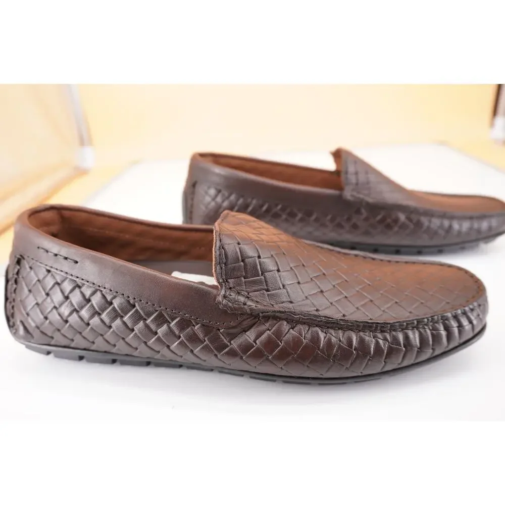 To Boot New York Bahama Dark Brown Leather Woven Men's loafers Size 9 Driver